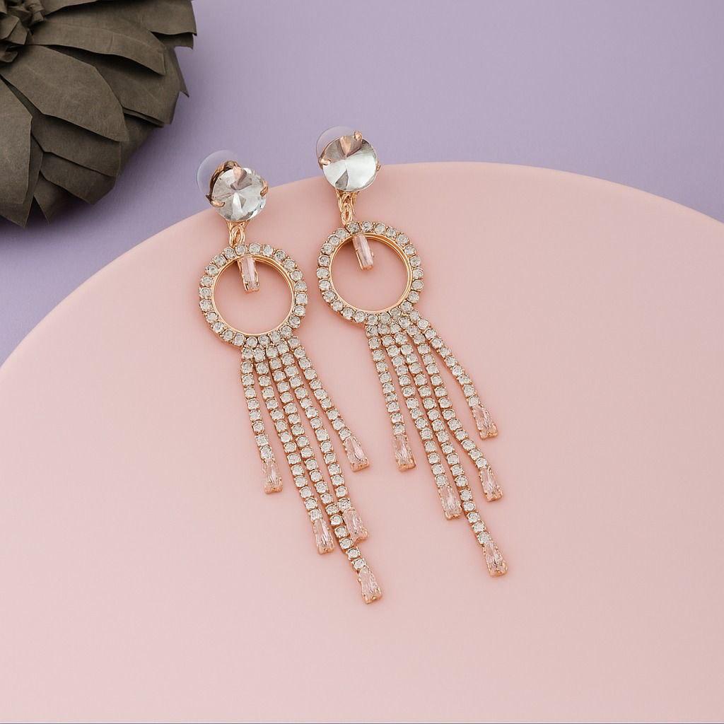 Rose Gold Plated Long Earrings