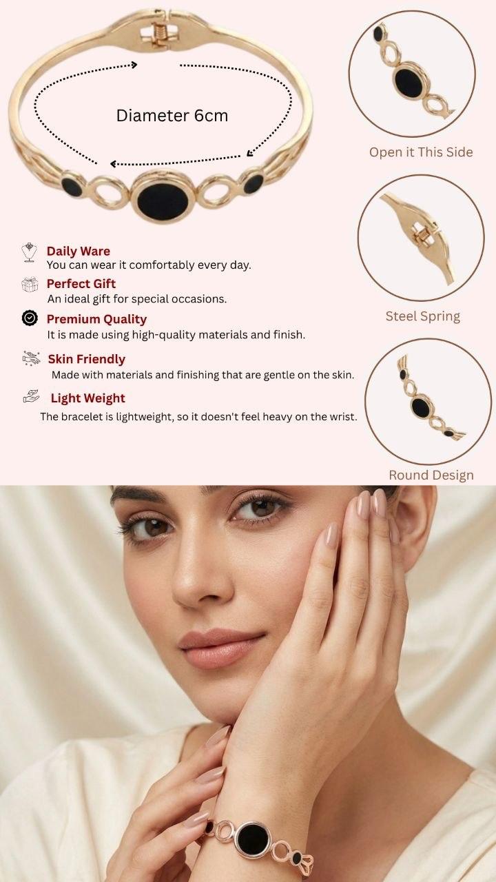 Rose Gold Plated Black Stone Bracelet
