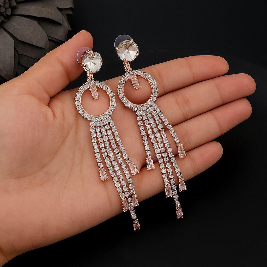 Rose Gold Plated Long Earrings