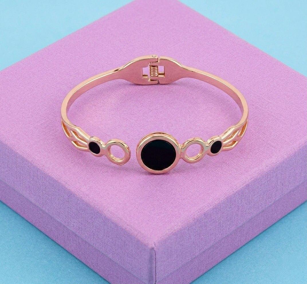 Rose Gold Plated Black Stone Bracelet
