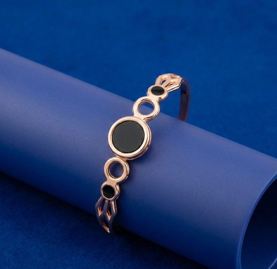 Rose Gold Plated Black Stone Bracelet