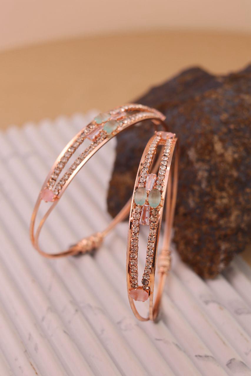 Rose Gold Plated Crystal &amp; Pink Stone Bracelet