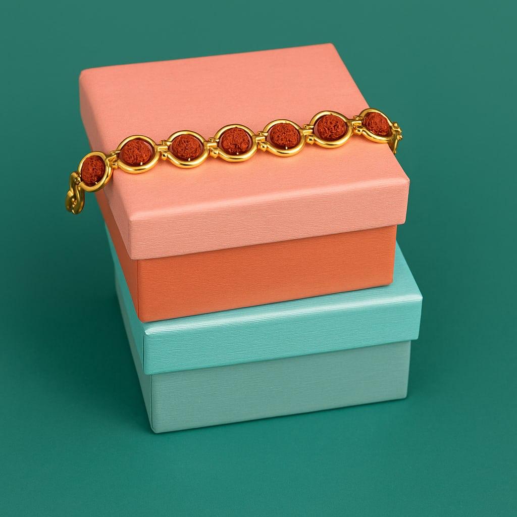 Gold Plated Rudraksha Style Men’s Bracelet