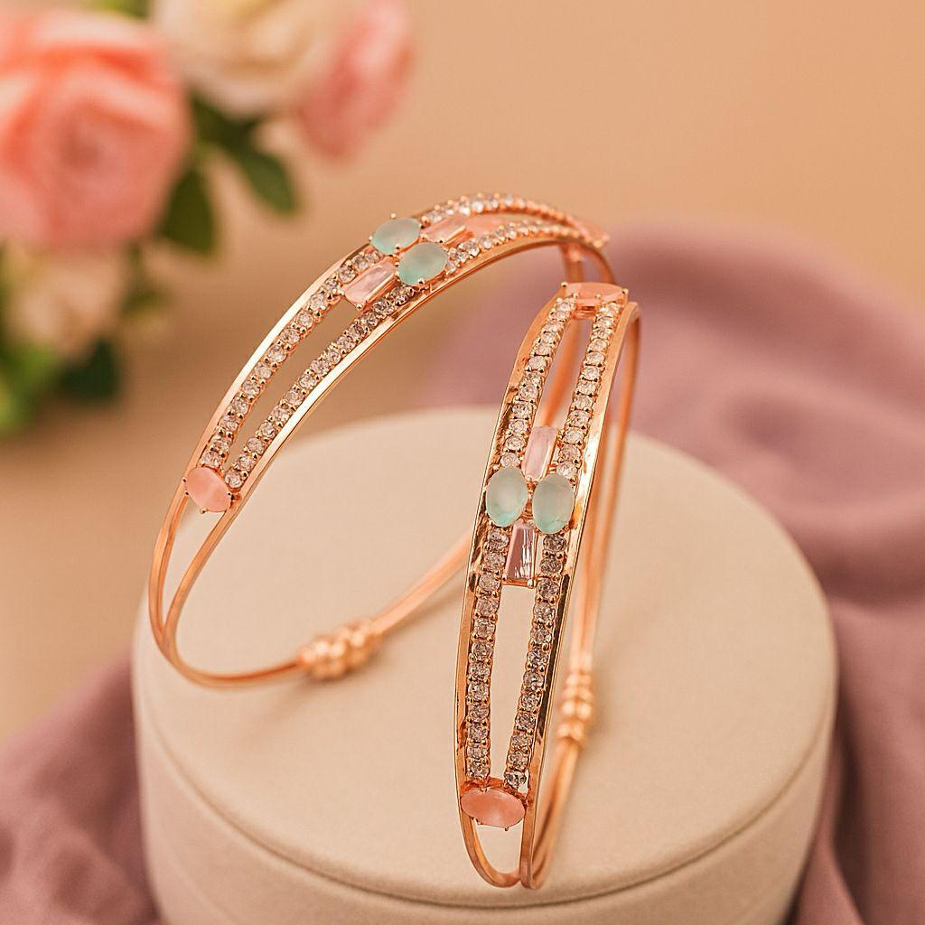 Rose Gold Plated Crystal &amp; Pink Stone Bracelet