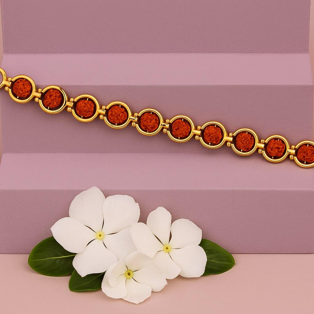 Gold Plated Rudraksha Style Men’s Bracelet