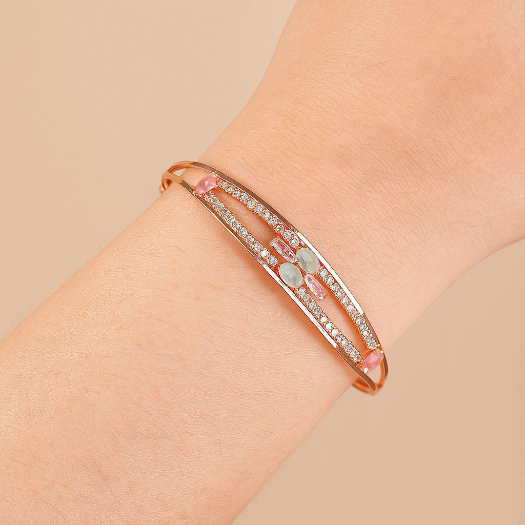 Rose Gold Plated Crystal &amp; Pink Stone Bracelet
