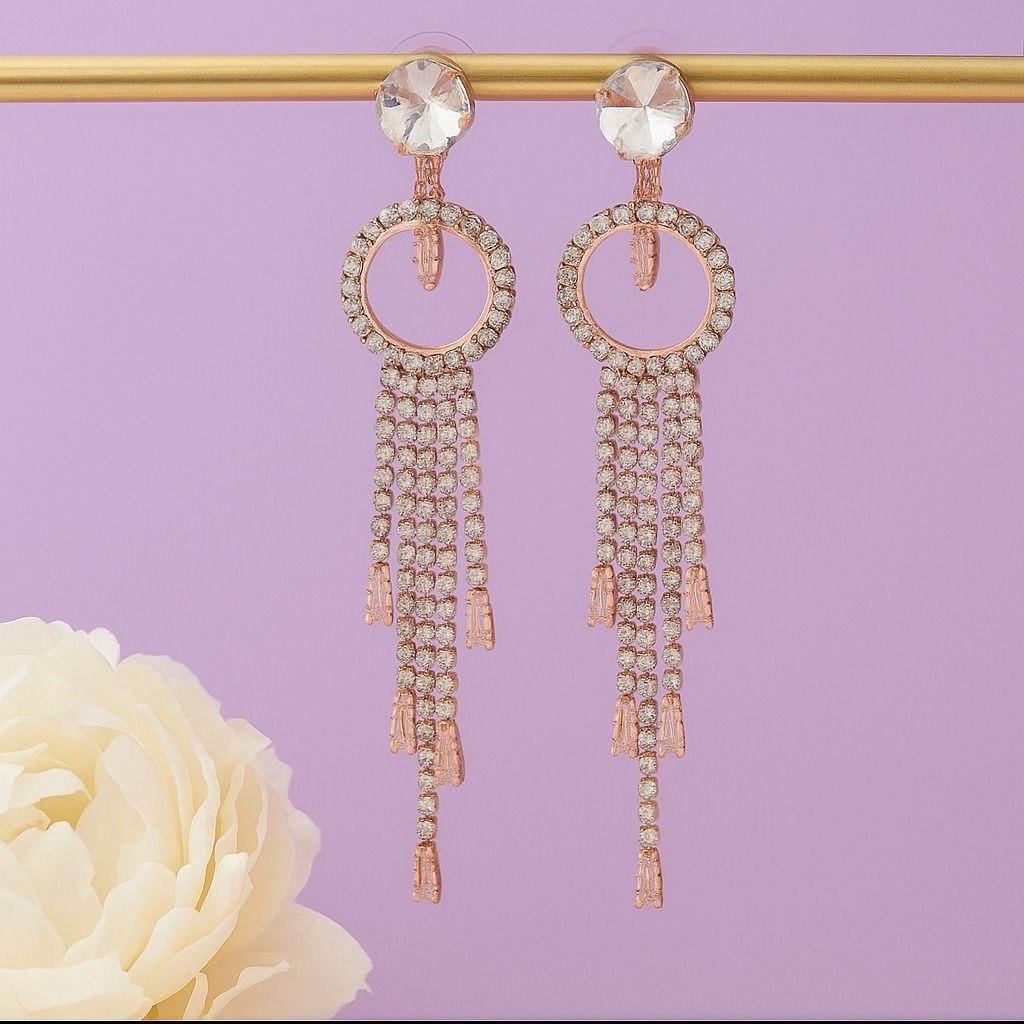 Rose Gold Plated Long Earrings