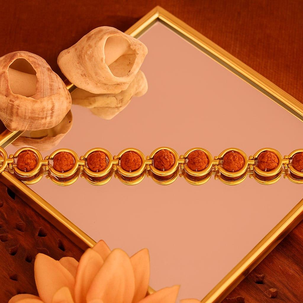 Gold Plated Rudraksha Style Men’s Bracelet