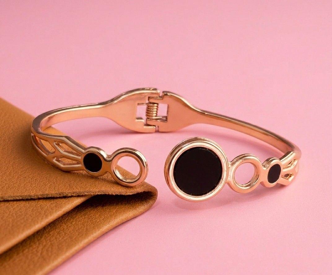 Rose Gold Plated Black Stone Bracelet