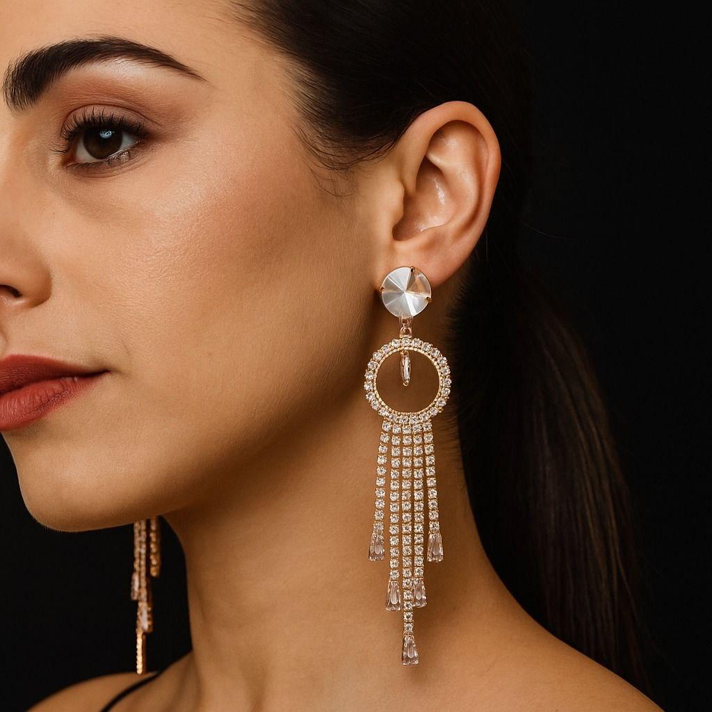 Rose Gold Plated Long Earrings