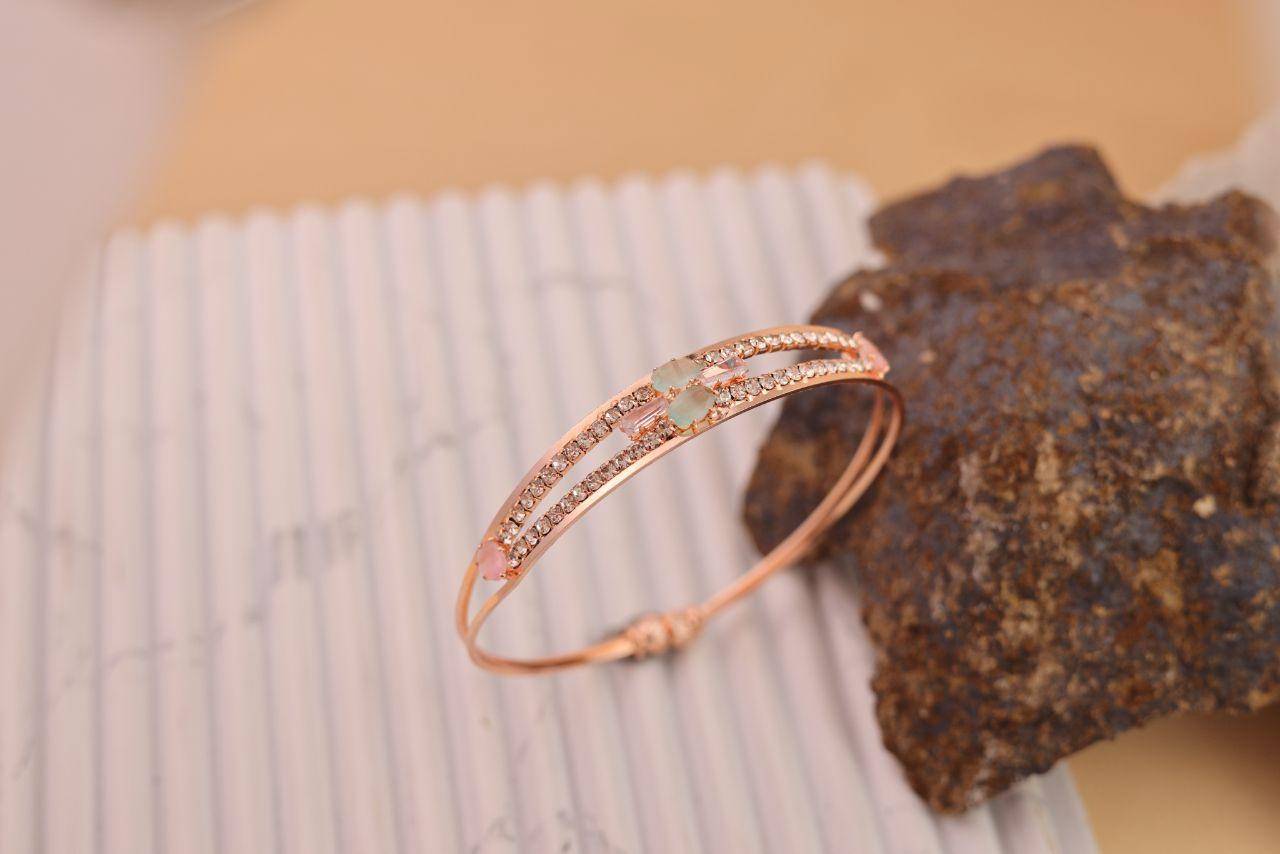 Rose Gold Plated Crystal &amp; Pink Stone Bracelet