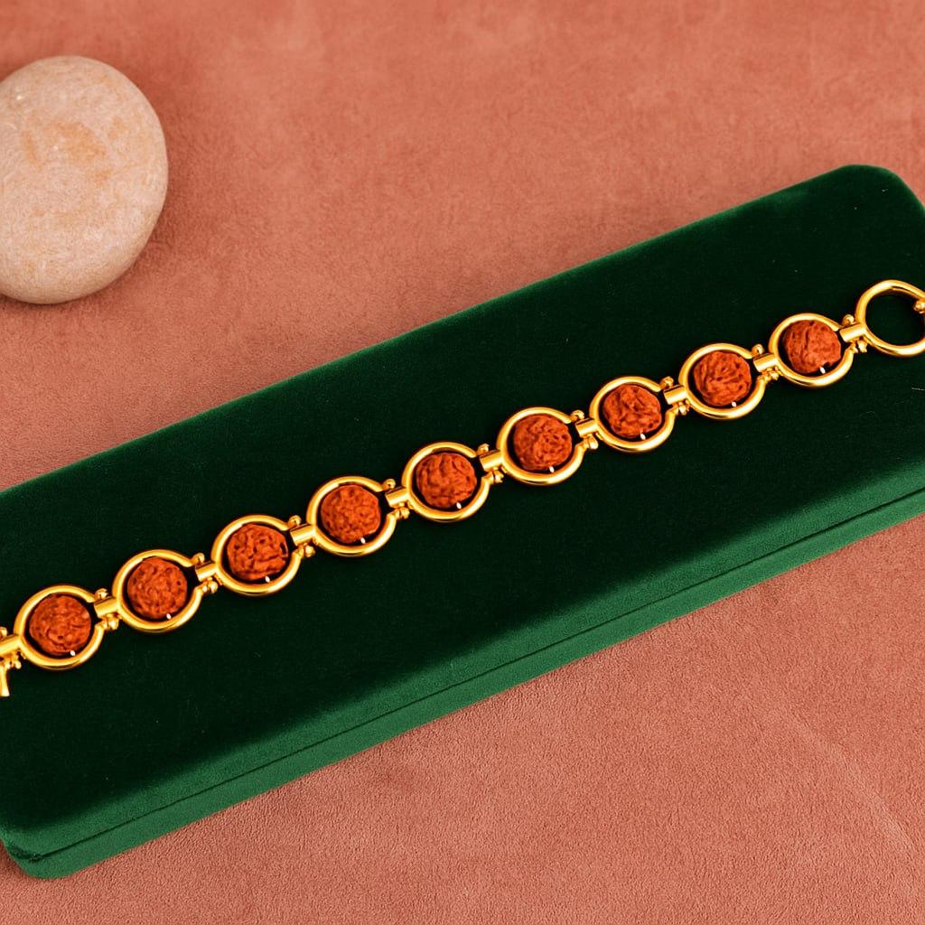 Gold Plated Rudraksha Style Men’s Bracelet