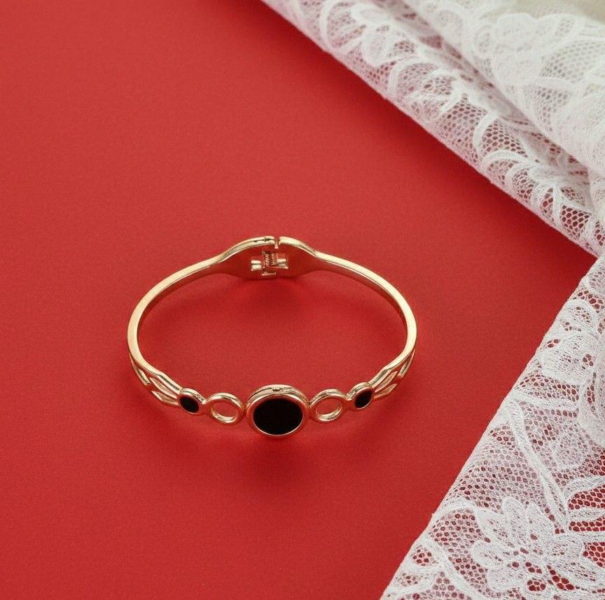 Rose Gold Plated Black Stone Bracelet