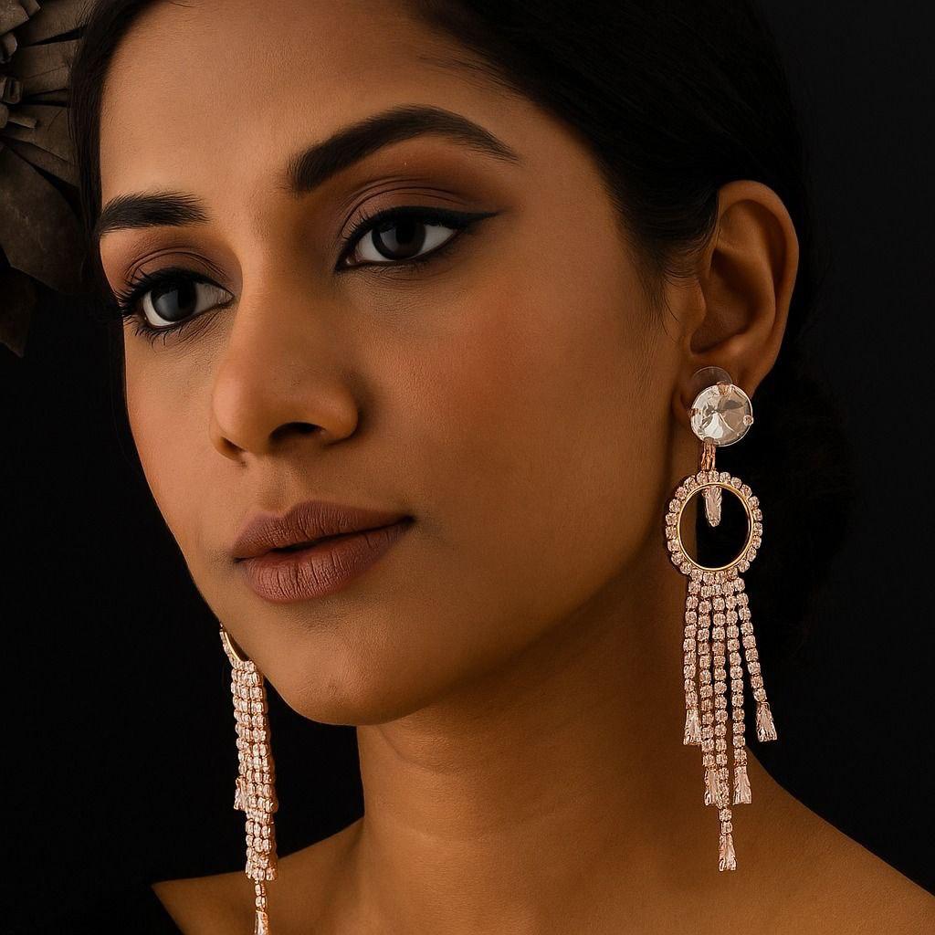 Rose Gold Plated Long Earrings