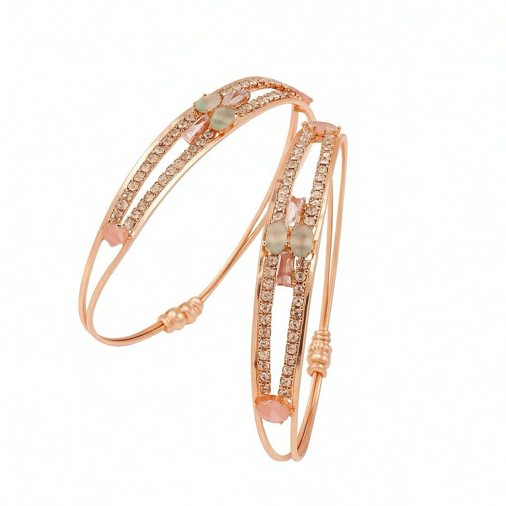 Rose Gold Plated Crystal &amp; Pink Stone Bracelet