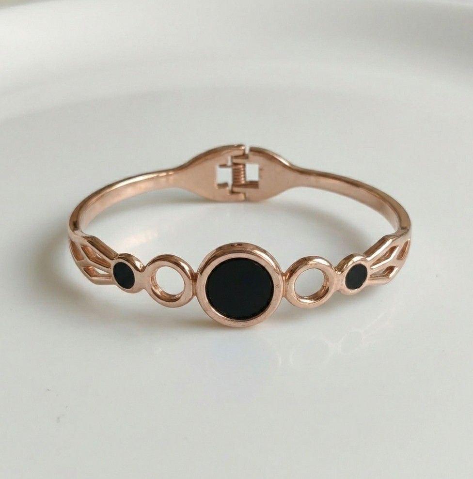 Rose Gold Plated Black Stone Bracelet