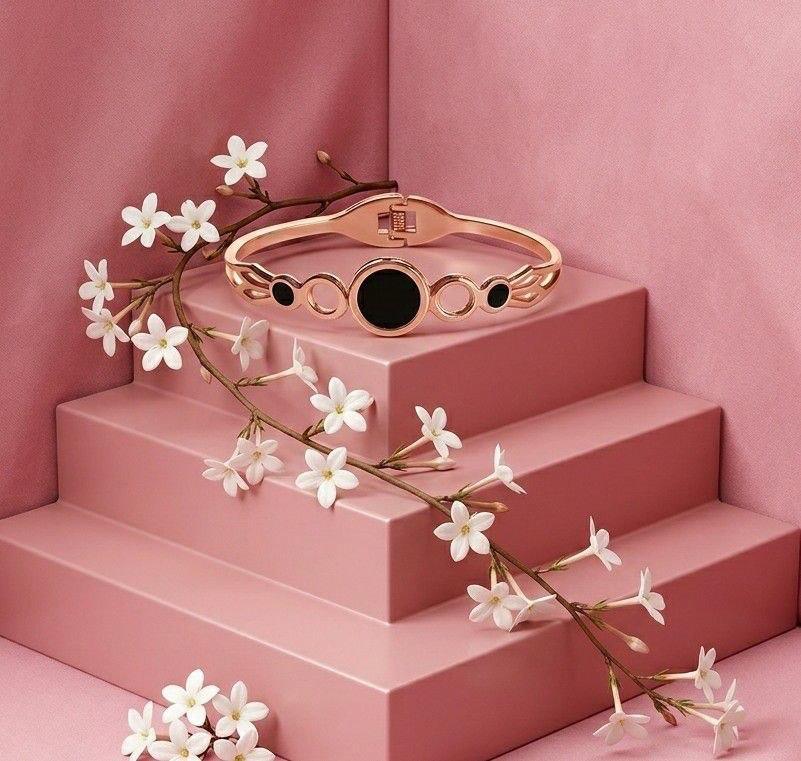 Rose Gold Plated Black Stone Bracelet