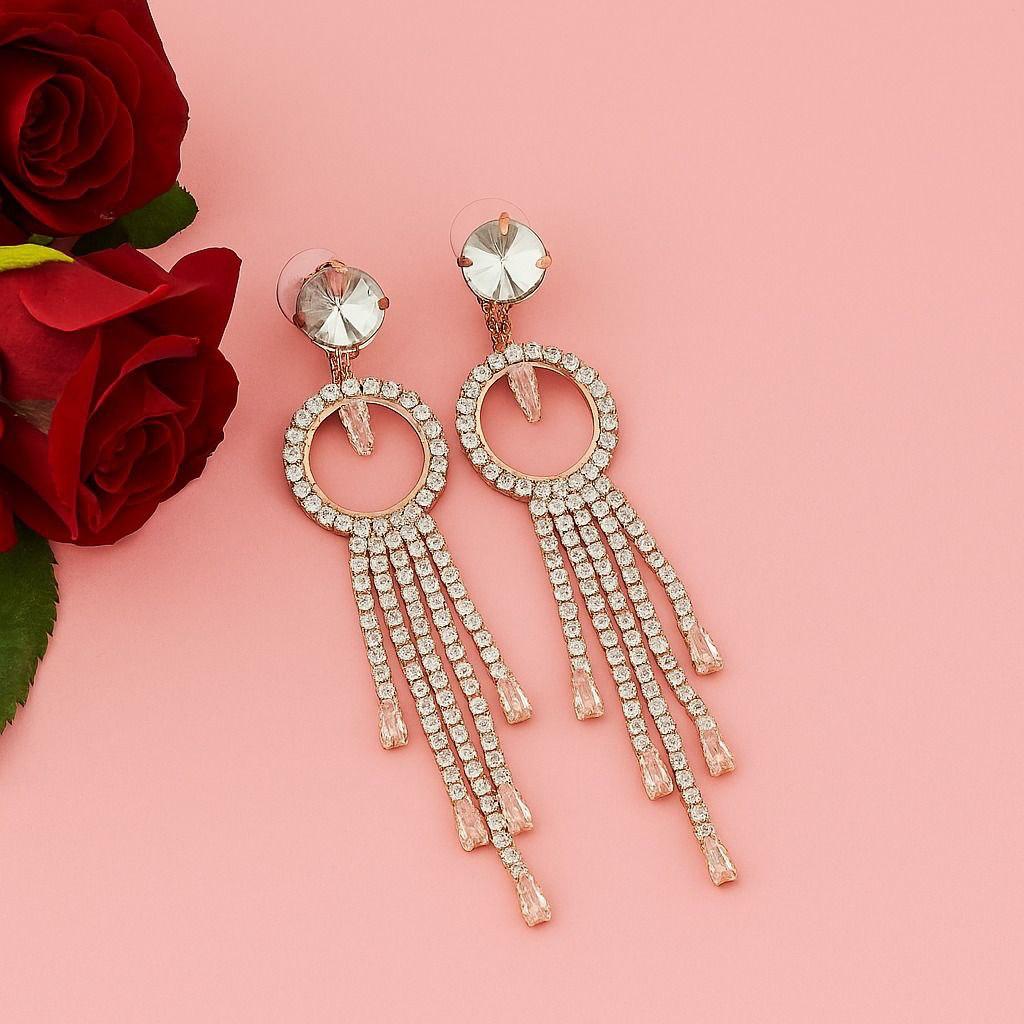 Rose Gold Plated Long Earrings