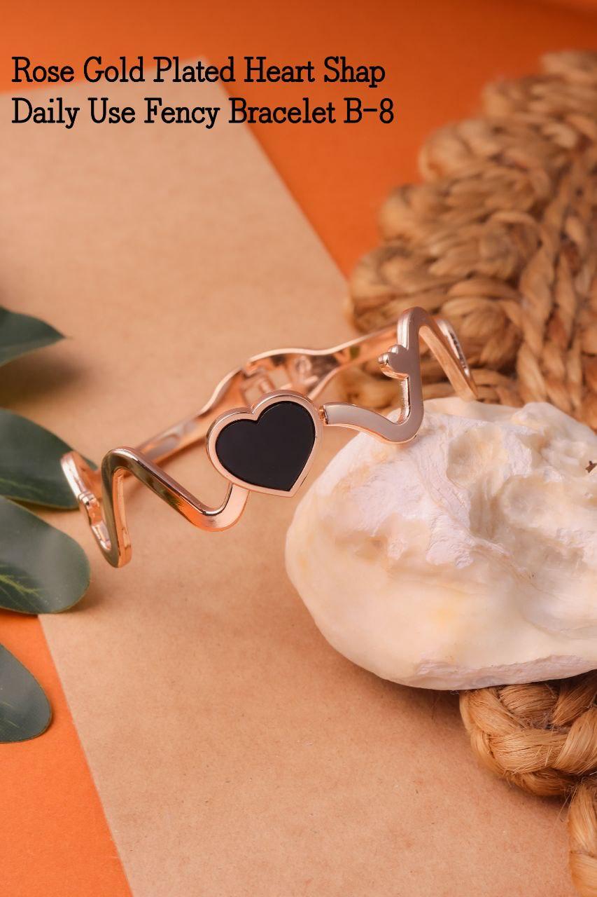 Rose Gold Plated Heart Shape Daily Wear Bracelet – B-8