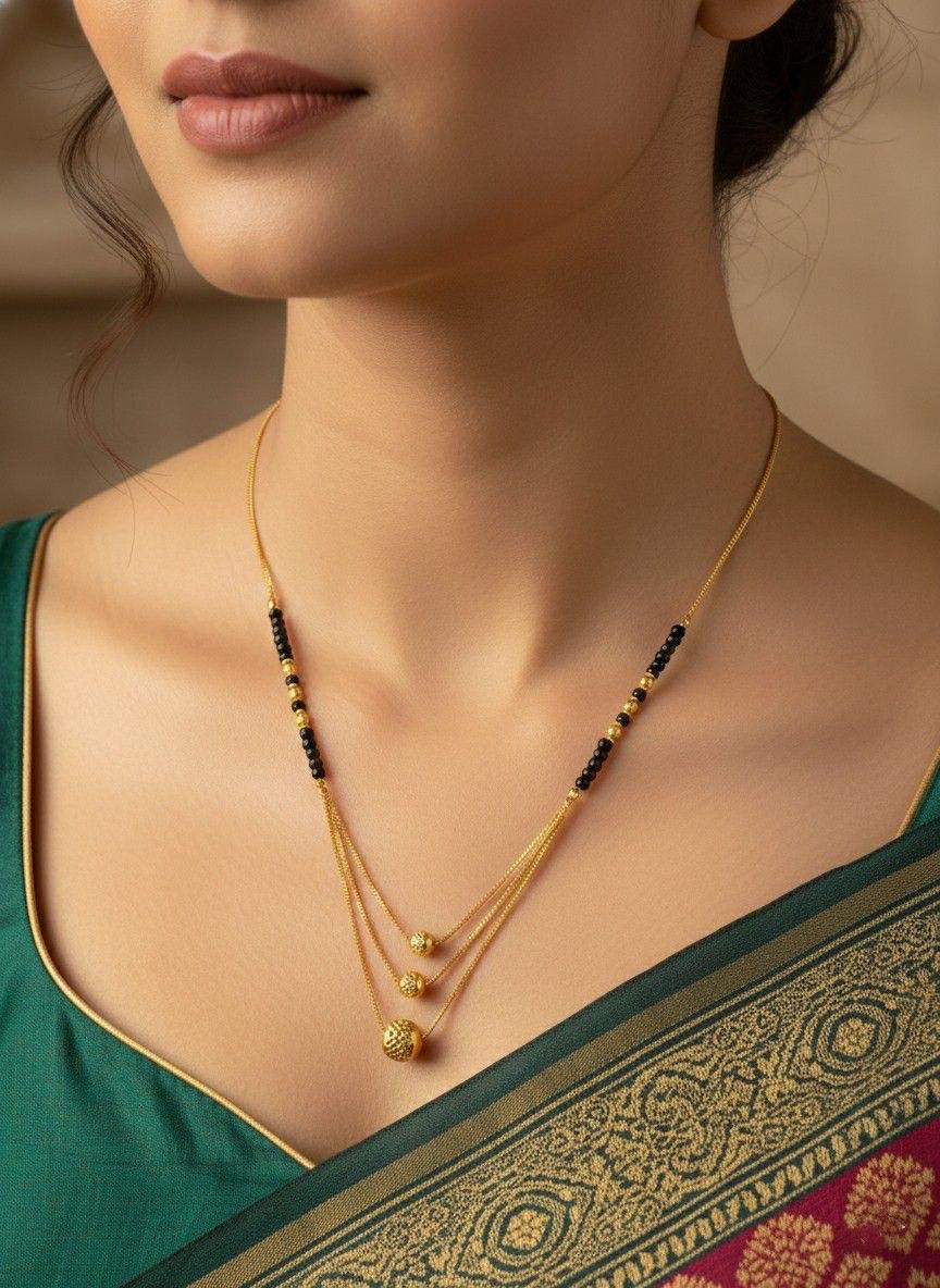 Gold Plated Layered Mangalsutra Necklace