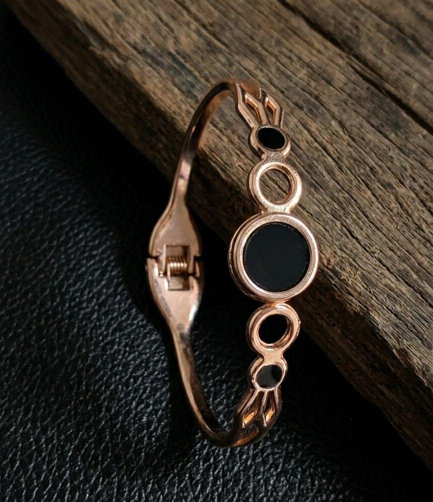 Rose Gold Plated Black Stone Bracelet