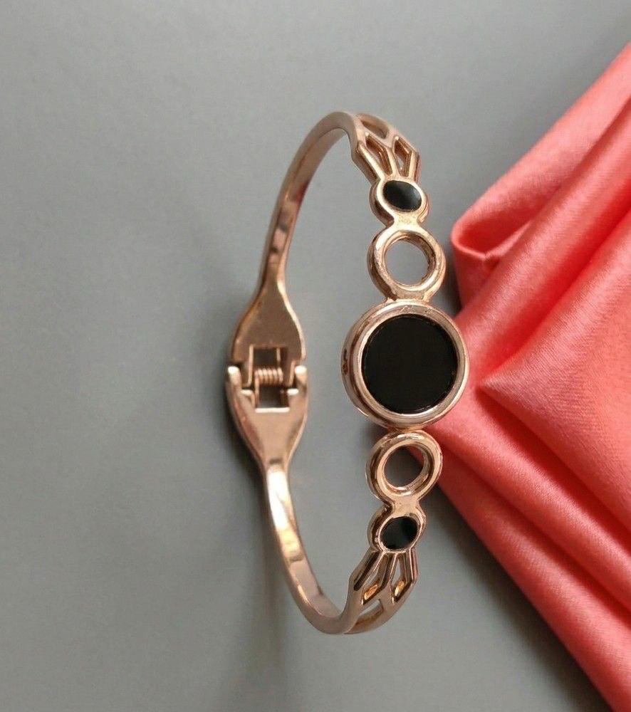 Rose Gold Plated Black Stone Bracelet