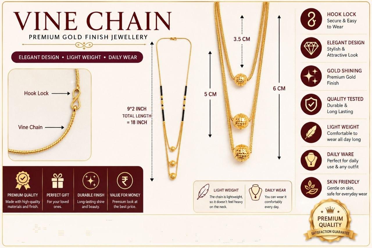 Gold Plated Layered Mangalsutra Necklace