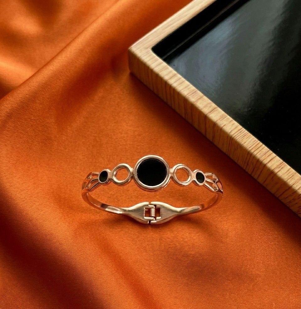 Rose Gold Plated Black Stone Bracelet