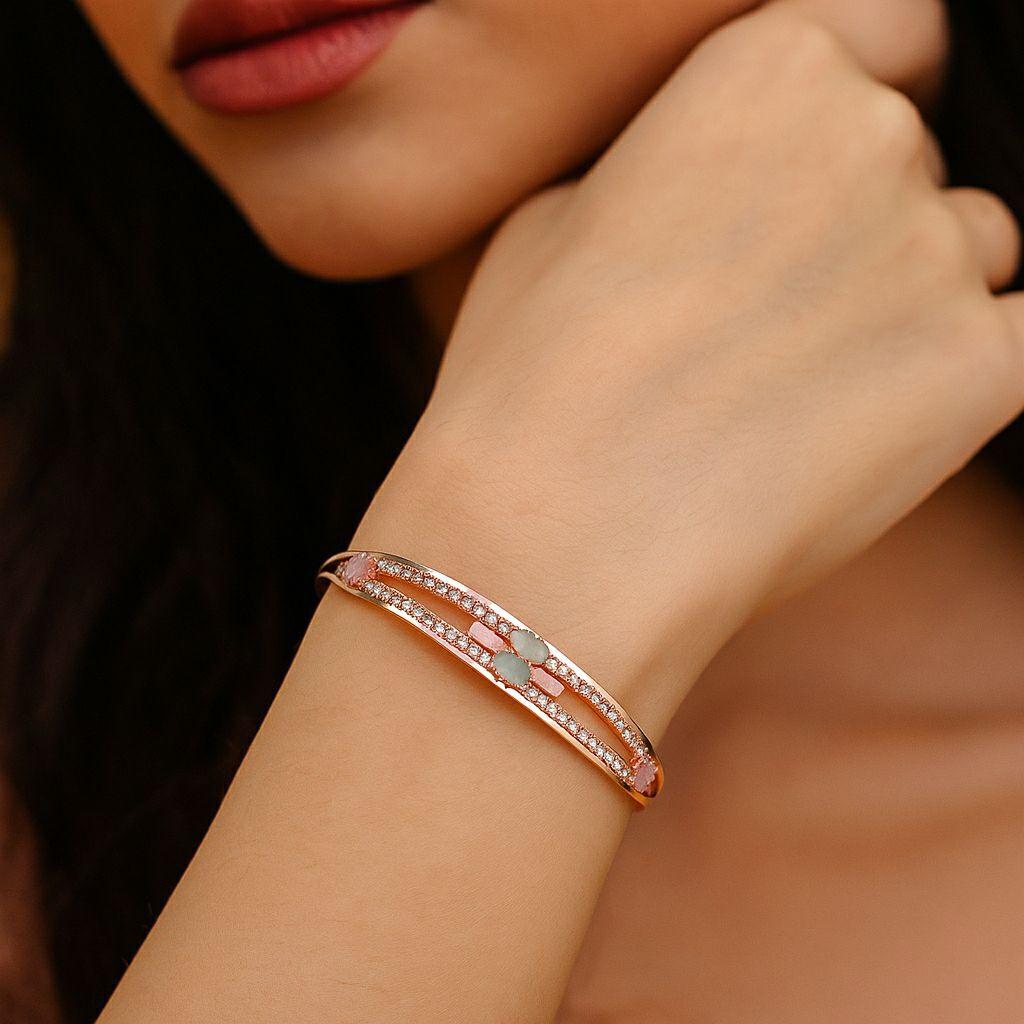 Rose Gold Plated Crystal &amp; Pink Stone Bracelet